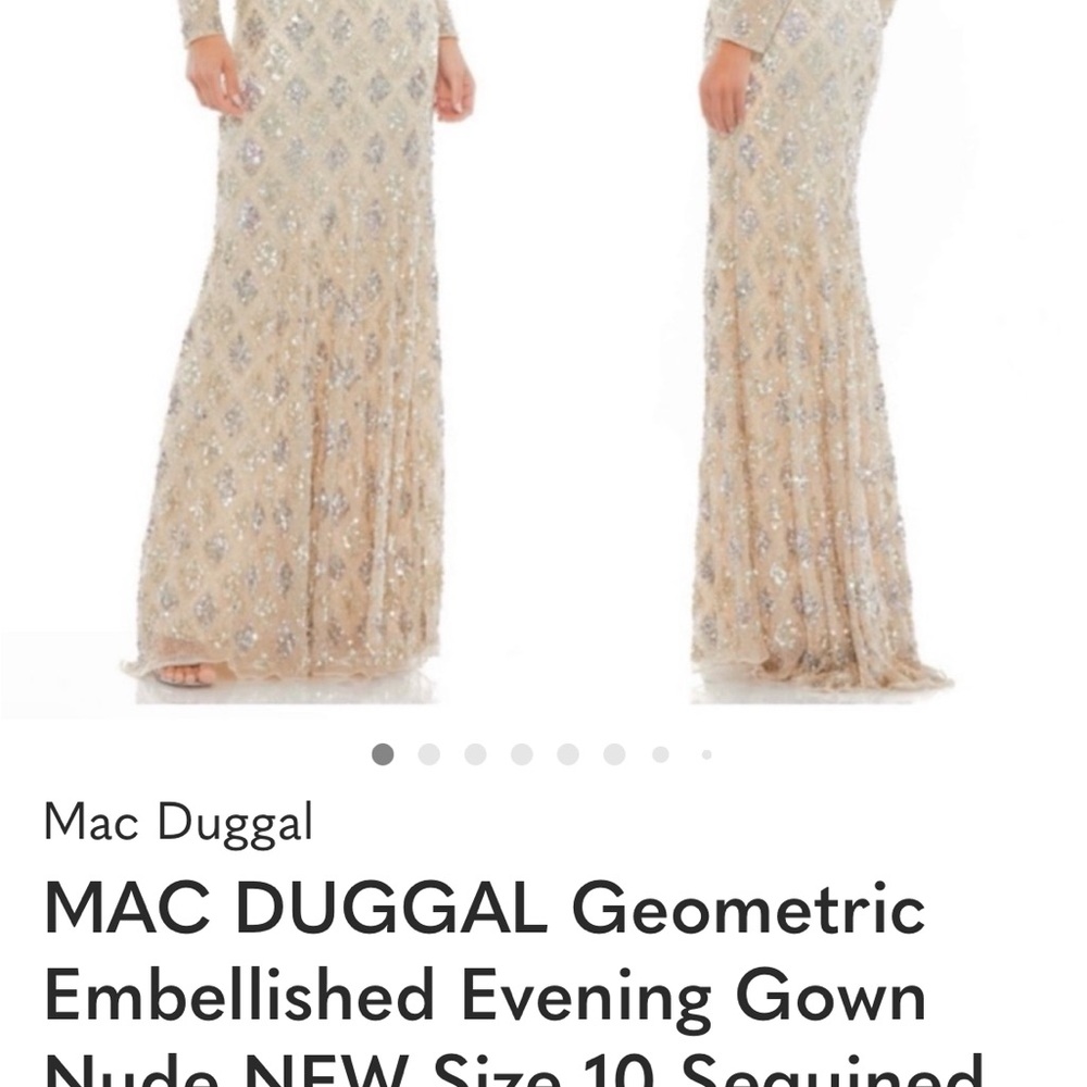 MAC DUGGAL Geometric Embellished Evening Gown Nude NEW Size 10 Sequined Dress
